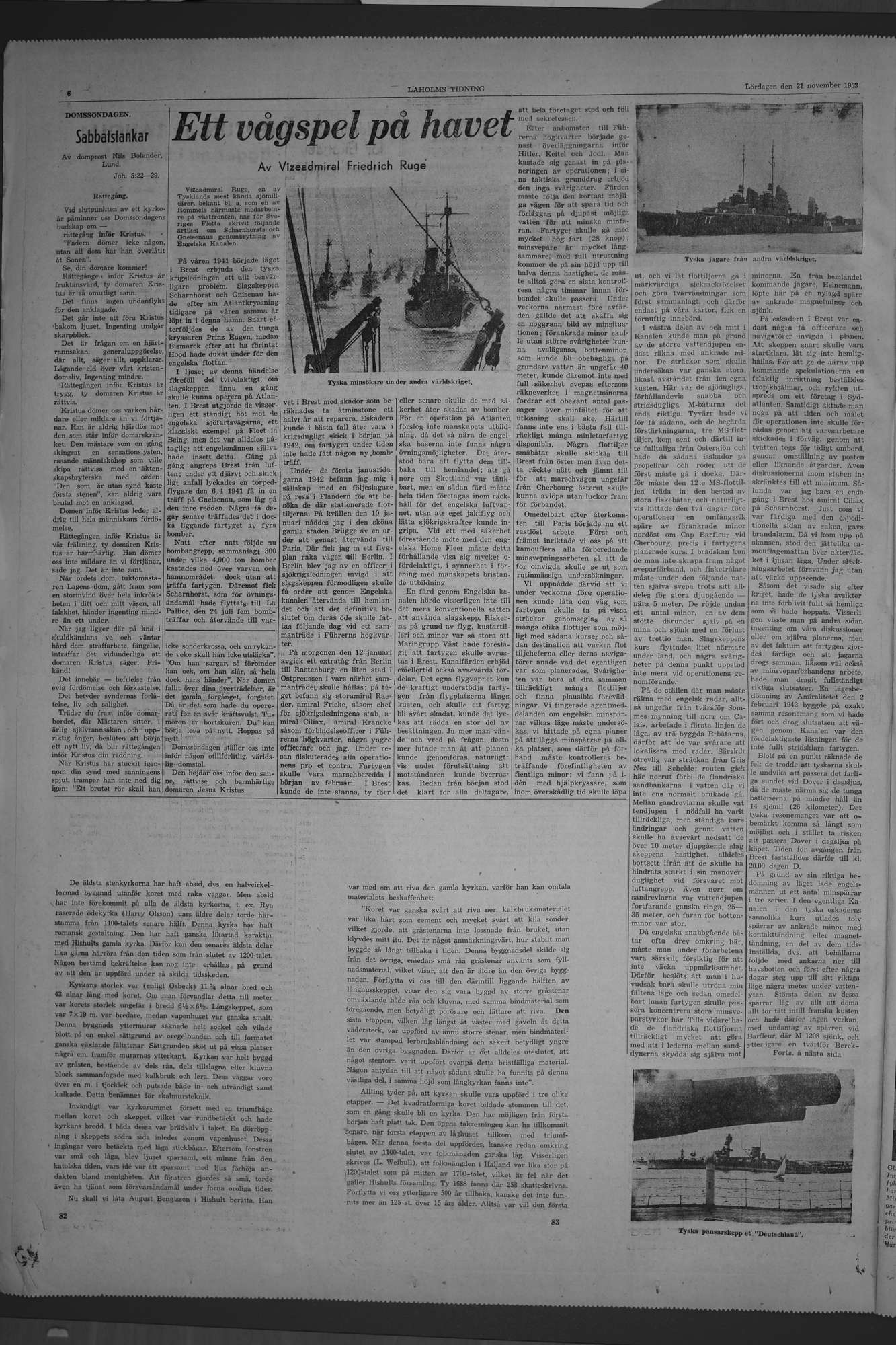 Laholms Tidning Lördag 21 november 1953, sida 6