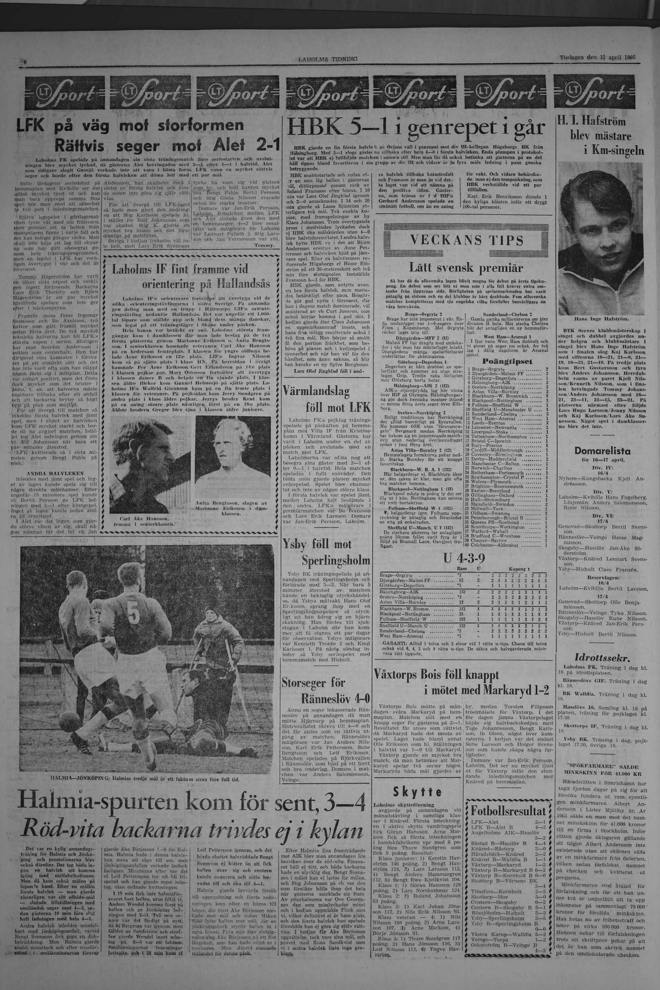 Laholms Tidning Tisdag 12 april 1966, sida 6