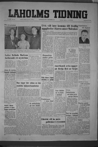 Förstasidan, Måndag 21 september 1953