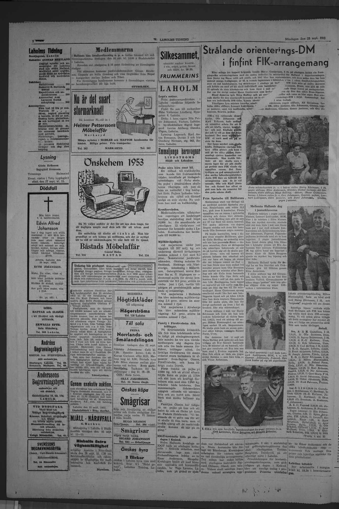 Laholms Tidning Måndag 21 september 1953, sida 2