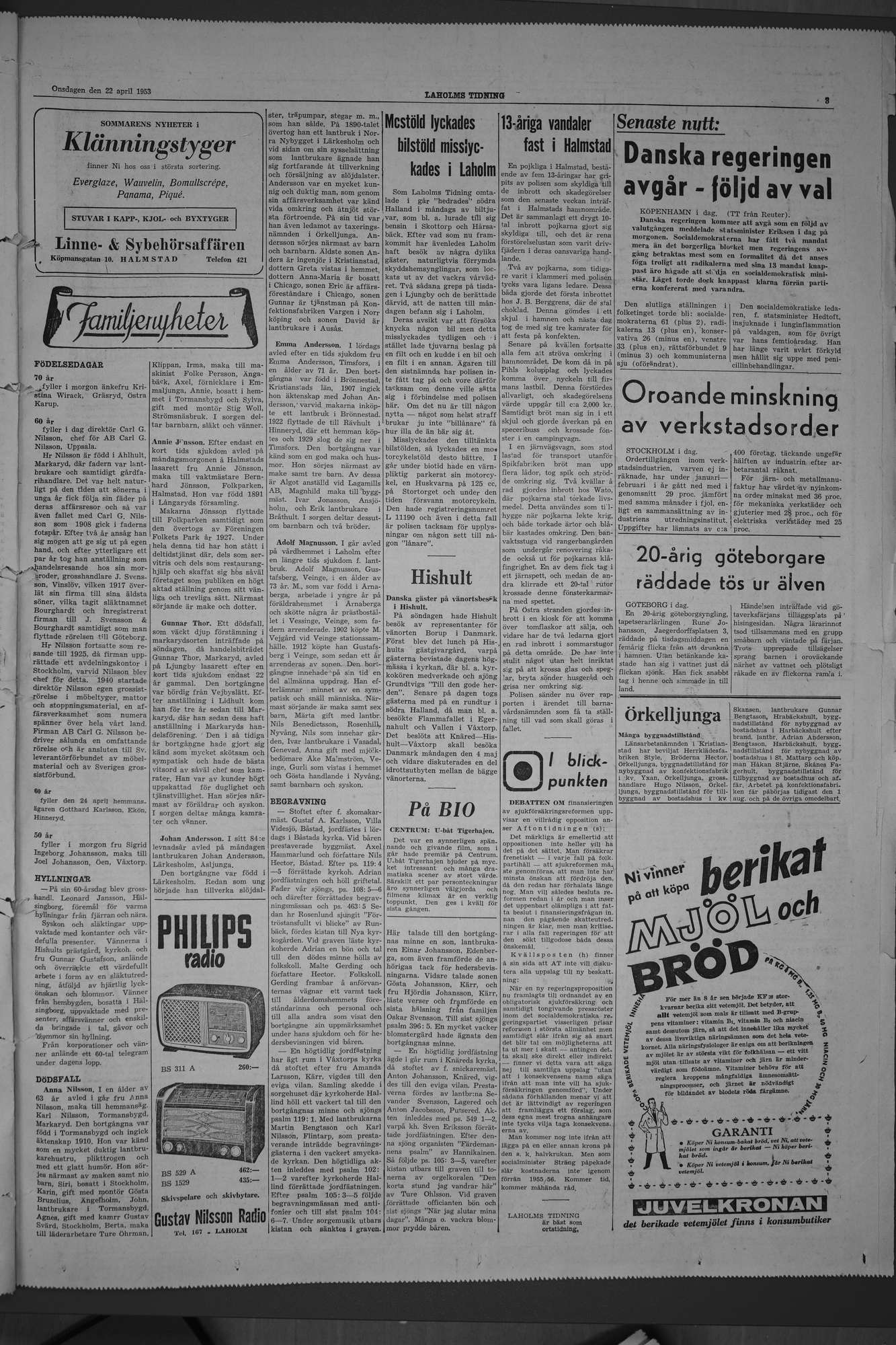 Laholms Tidning Onsdag 22 april 1953, sida 3