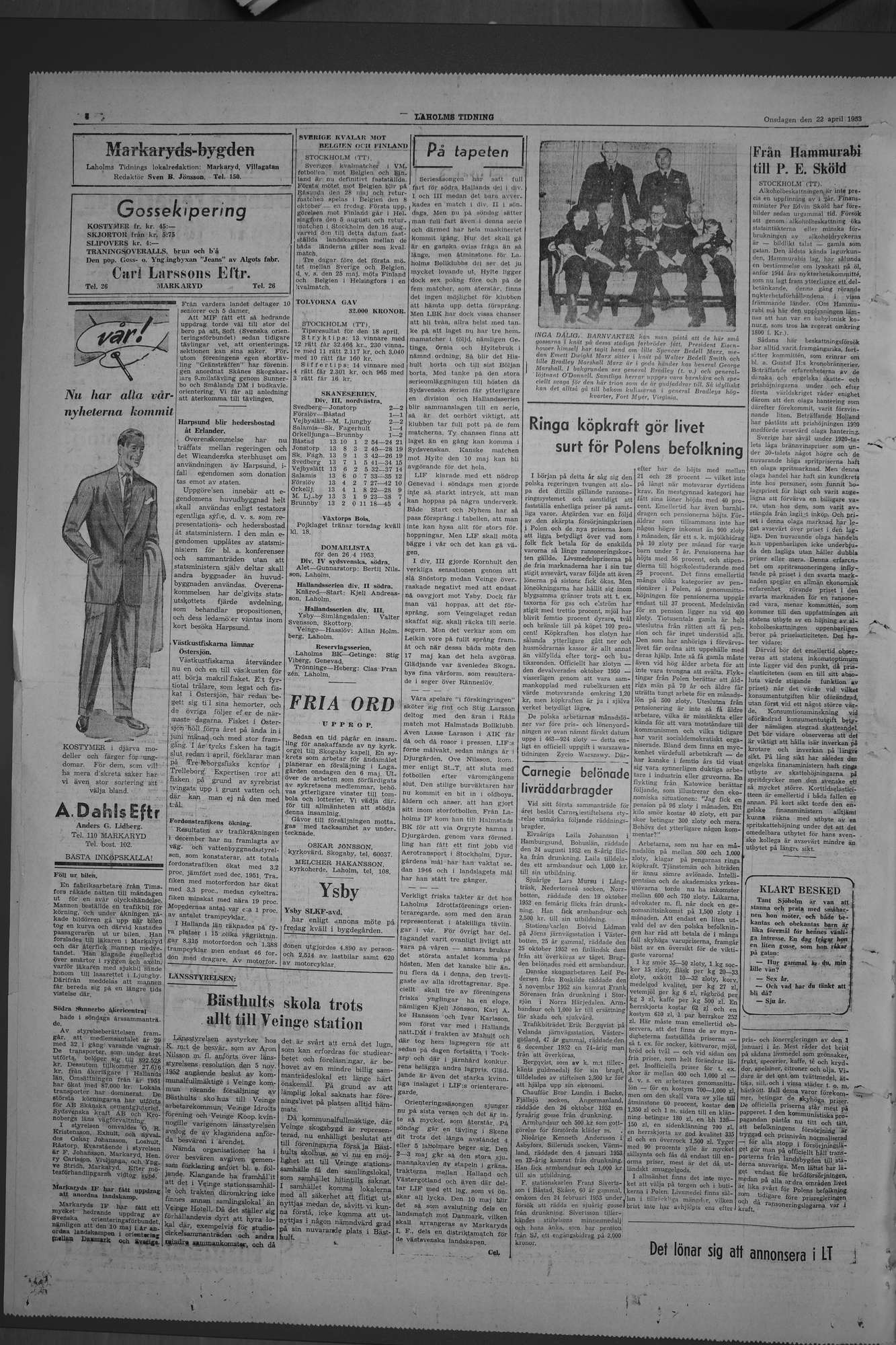Laholms Tidning Onsdag 22 april 1953, sida 4