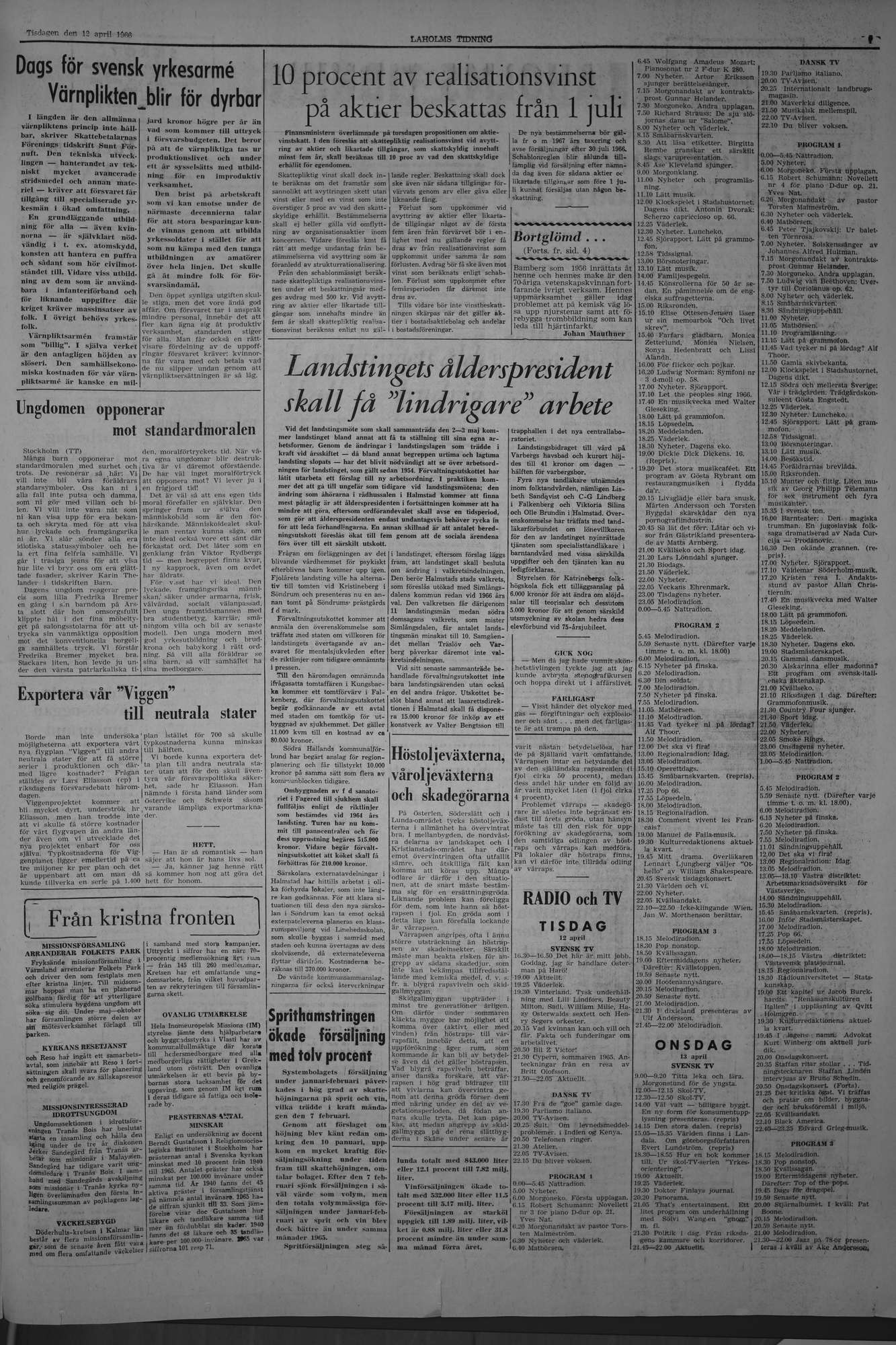 Laholms Tidning Tisdag 12 april 1966, sida 7