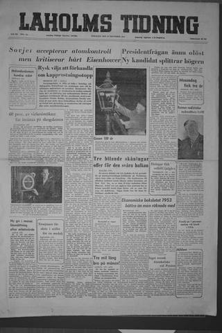 Förstasidan, Tisdag 22 december 1953