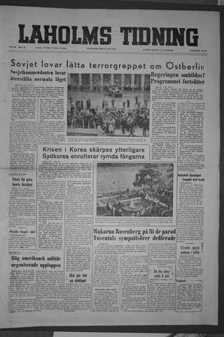 Förstasidan, Måndag 22 juni 1953