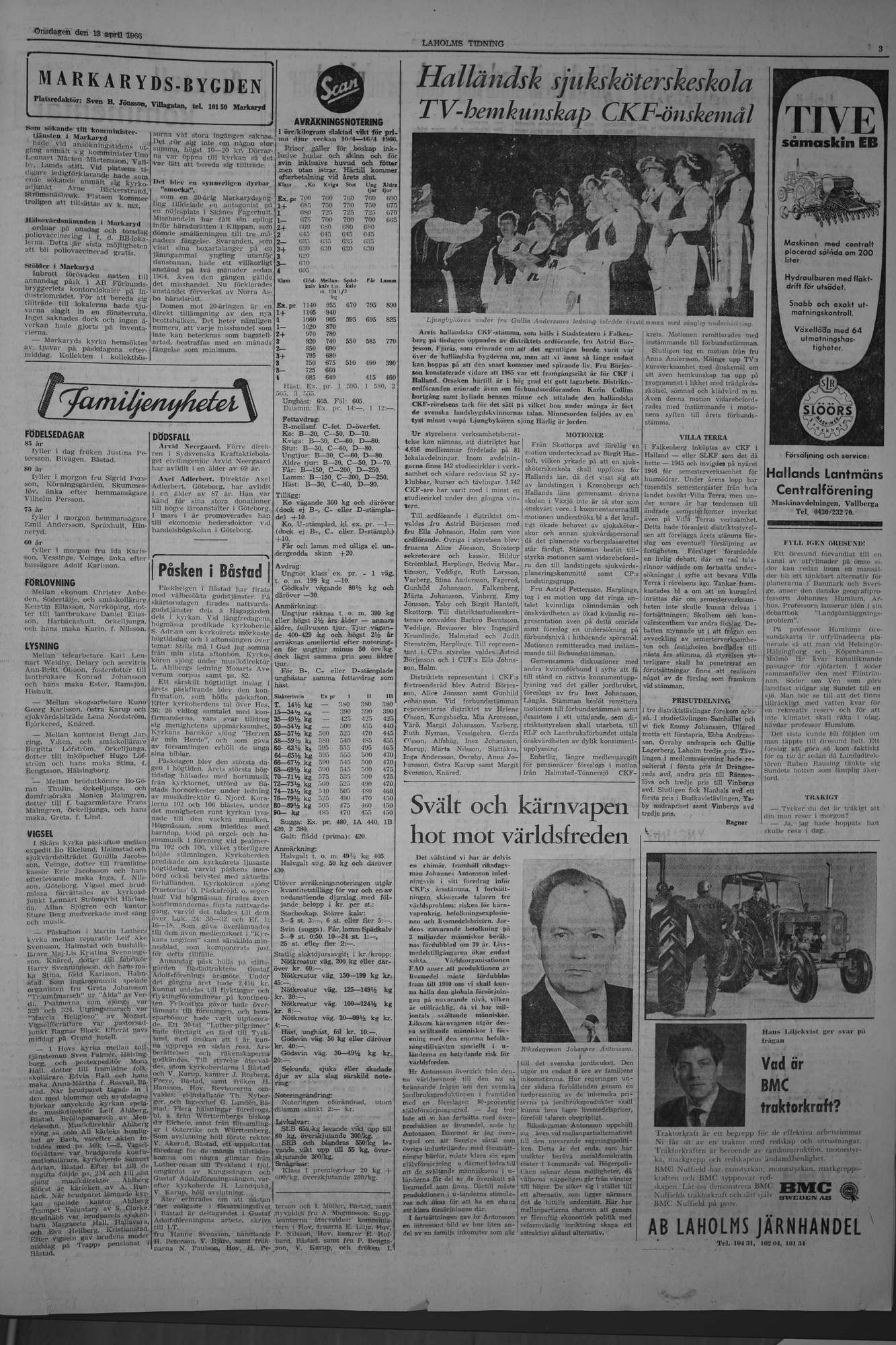 Laholms Tidning Onsdag 13 april 1966, sida 3