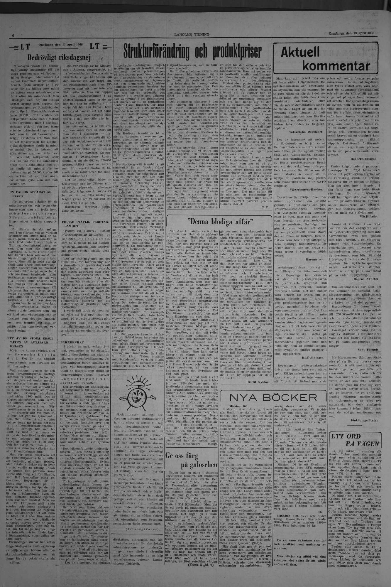 Laholms Tidning Onsdag 13 april 1966, sida 4