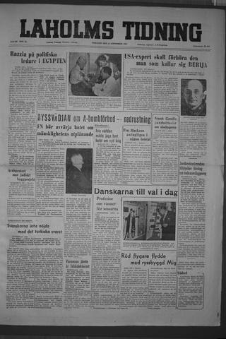 Förstasidan, Tisdag 22 september 1953