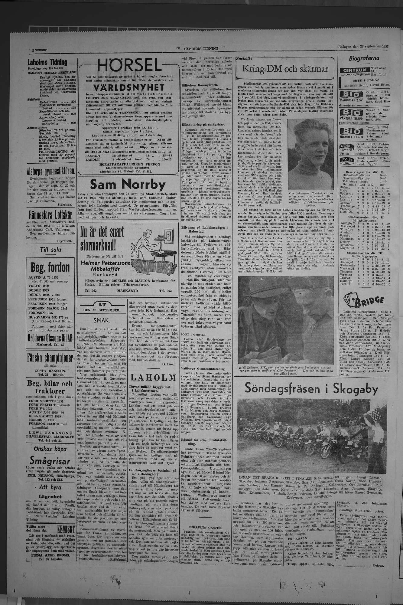 Laholms Tidning Tisdag 22 september 1953, sida 2