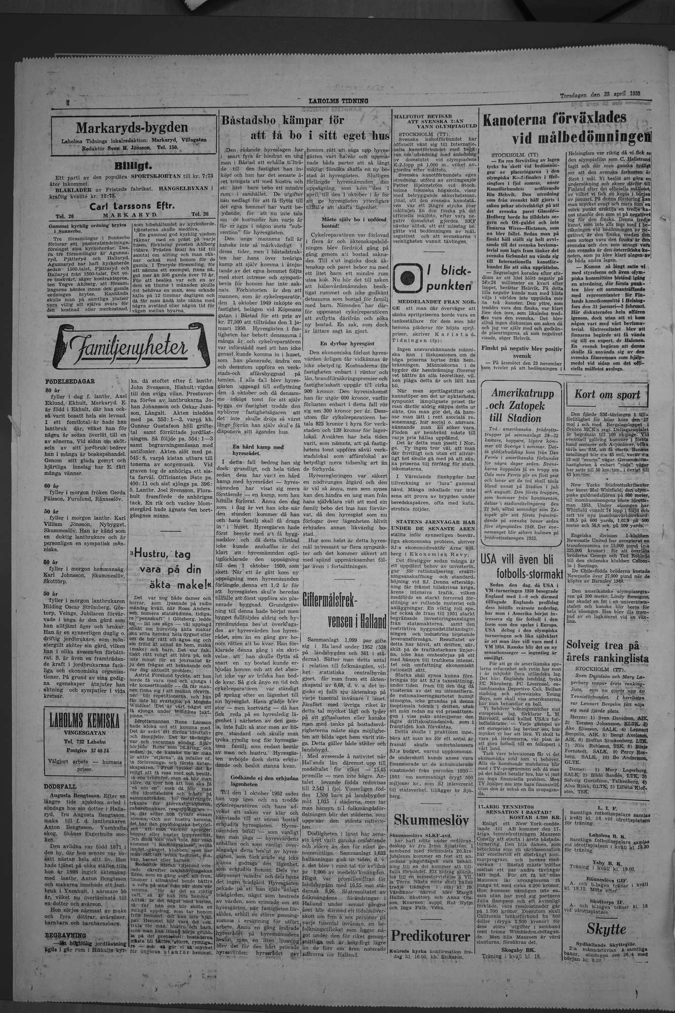 Laholms Tidning Torsdag 23 april 1953, sida 4