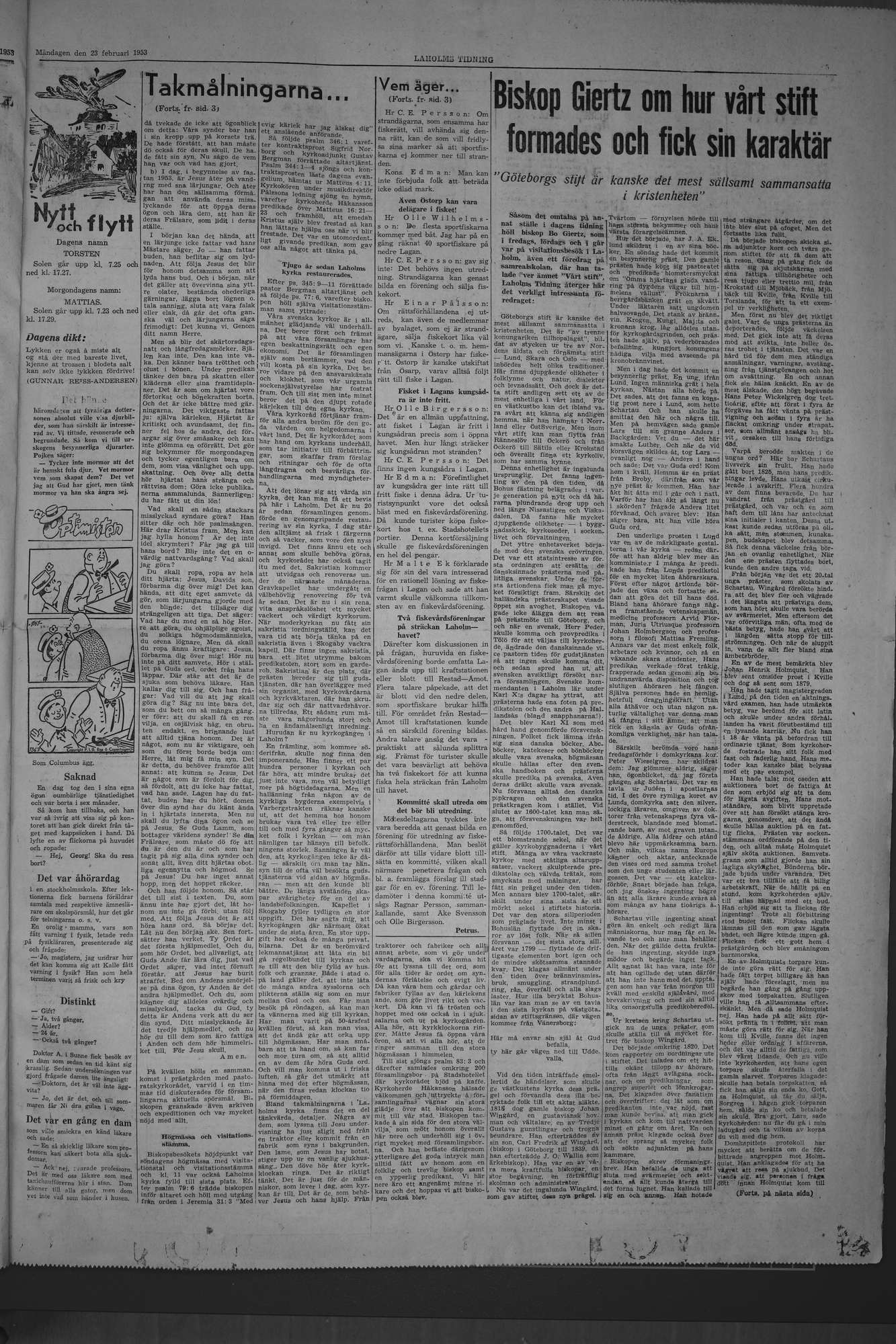Laholms Tidning Måndag 23 februari 1953, sida 5