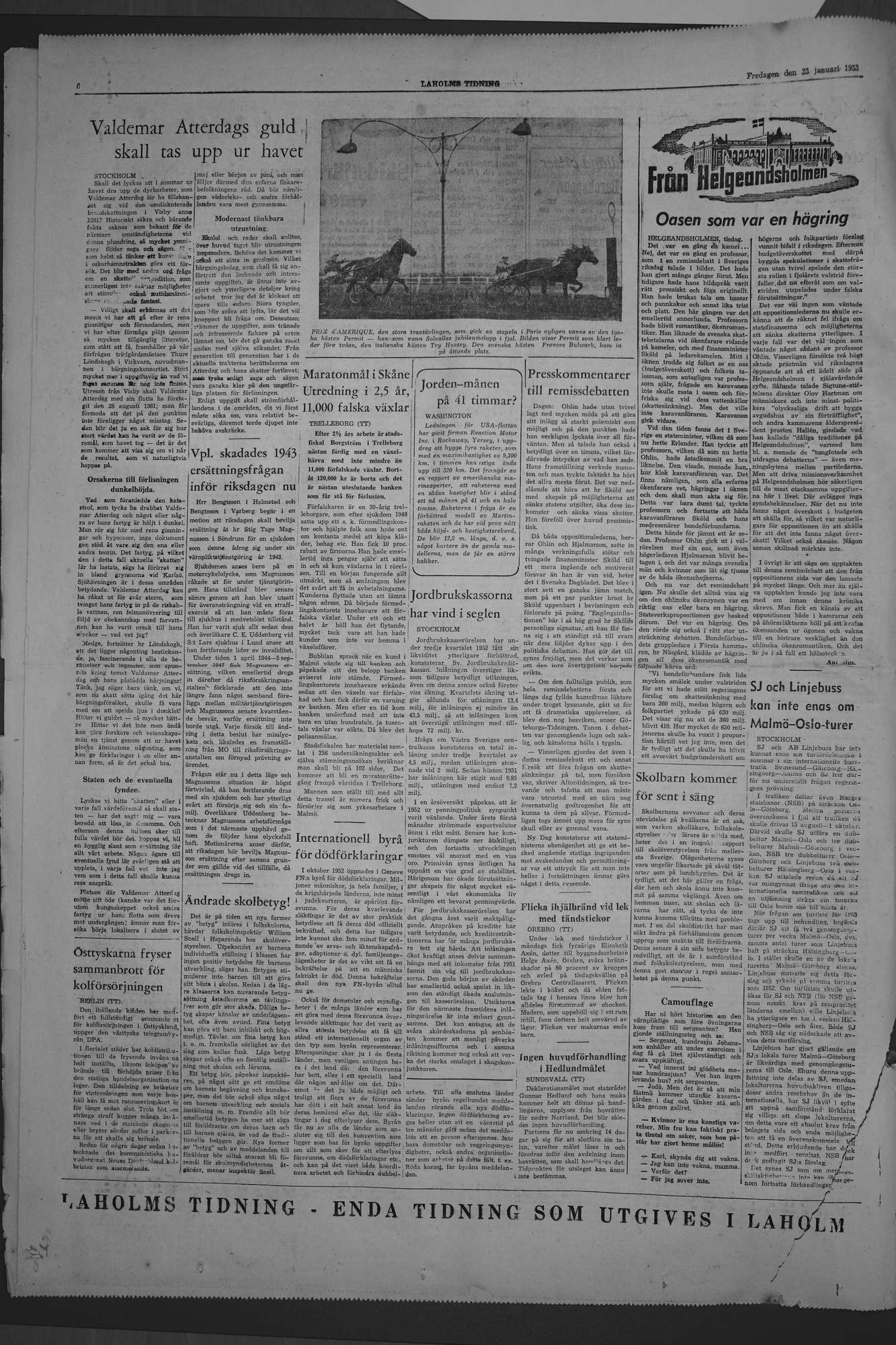 Laholms Tidning Fredag 23 januari 1953, sida 6