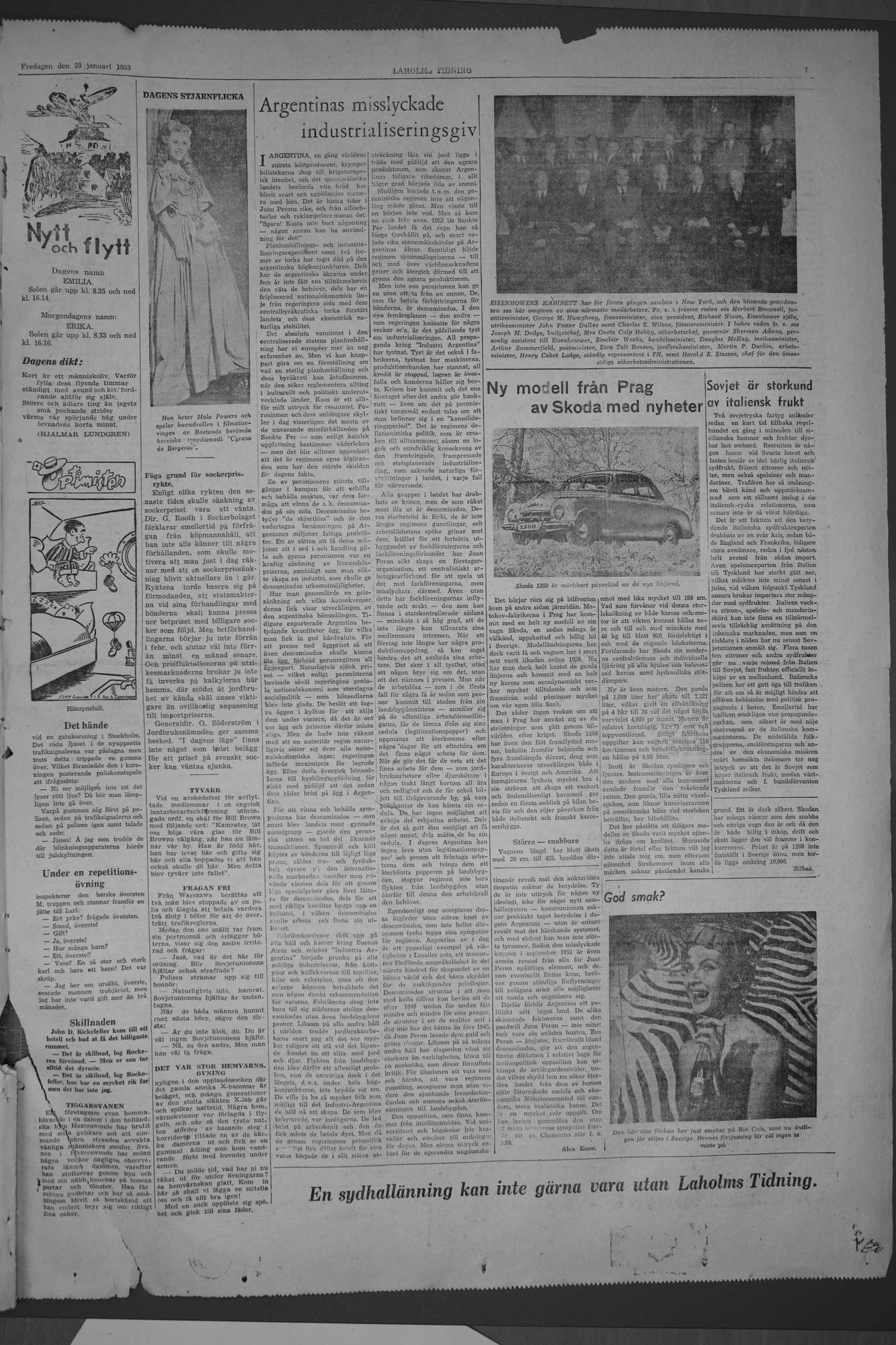 Laholms Tidning Fredag 23 januari 1953, sida 7