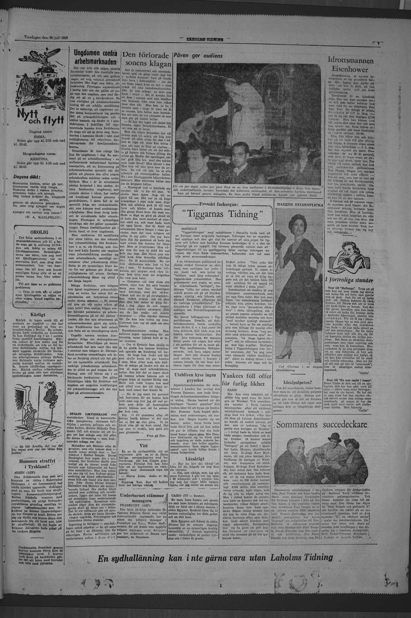 Laholms Tidning Torsdag 23 juli 1953, sida 7