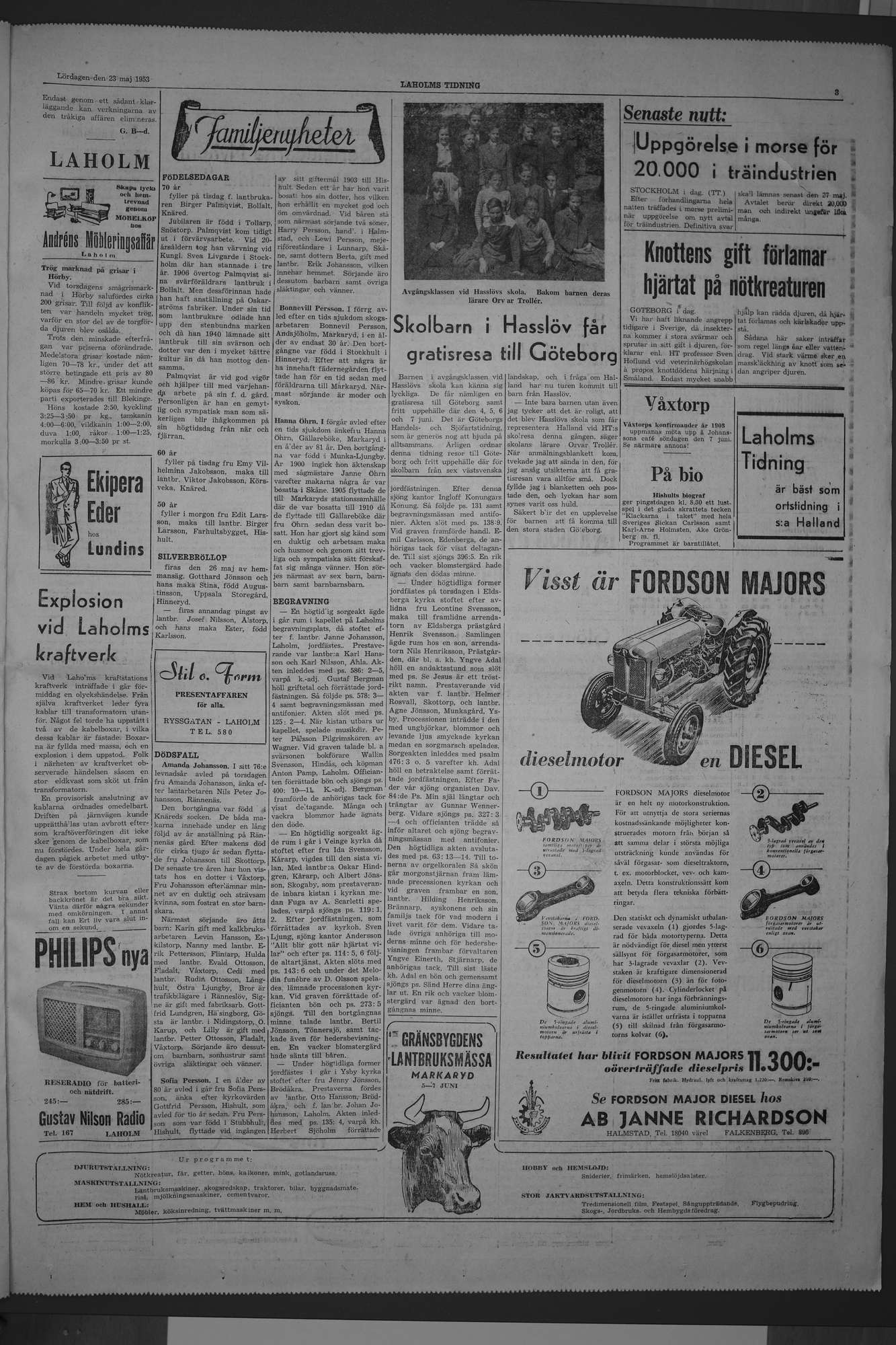 Laholms Tidning Lördag 23 maj 1953, sida 3