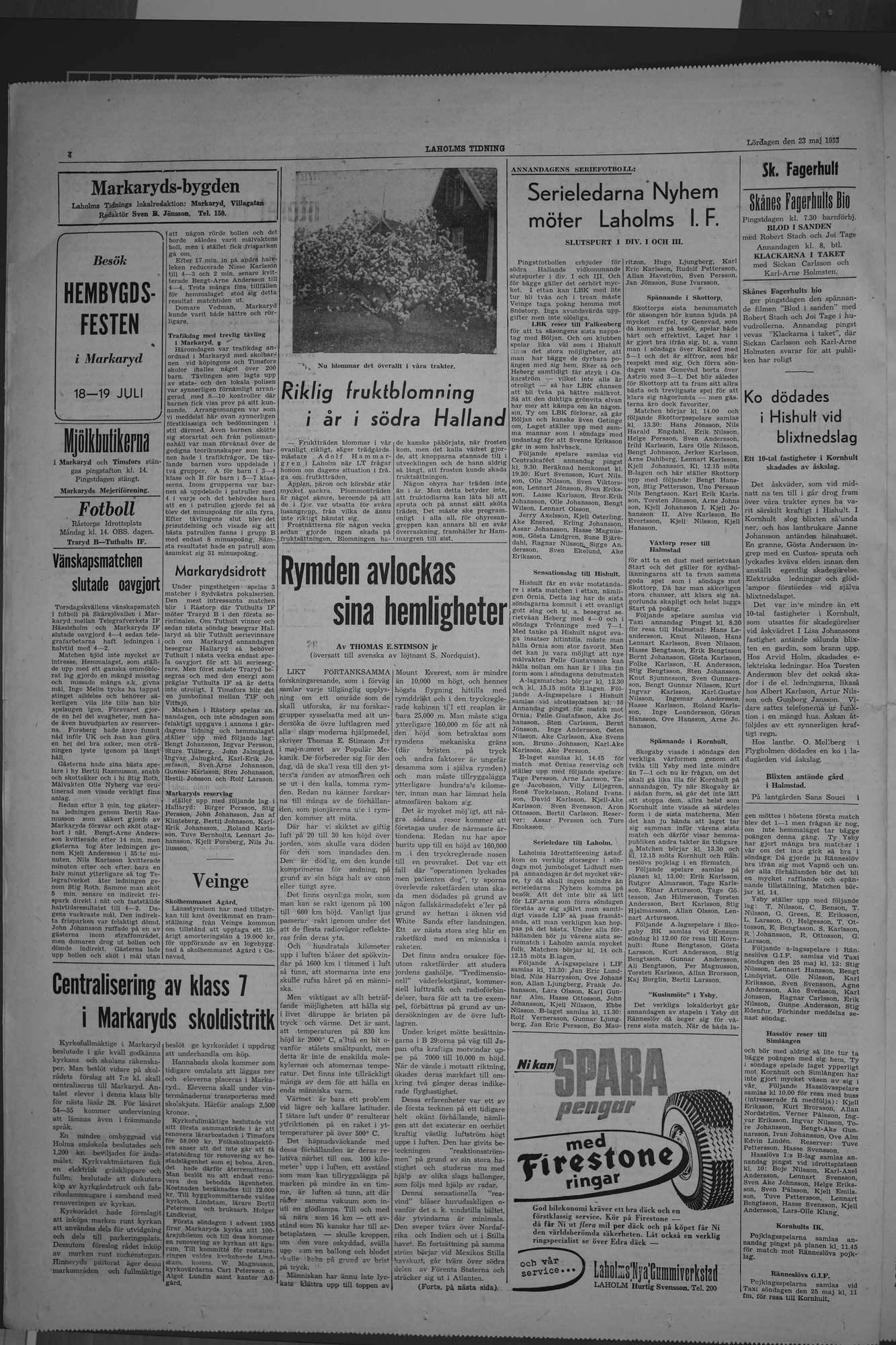 Laholms Tidning Lördag 23 maj 1953, sida 4