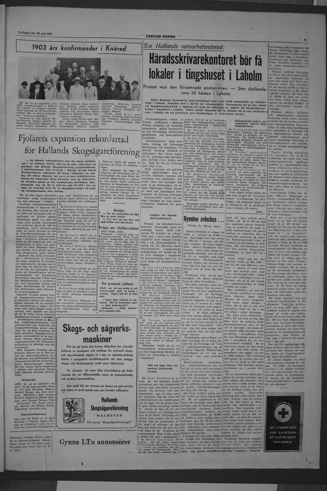 Laholms Tidning Lördag 23 maj 1953, sida 5