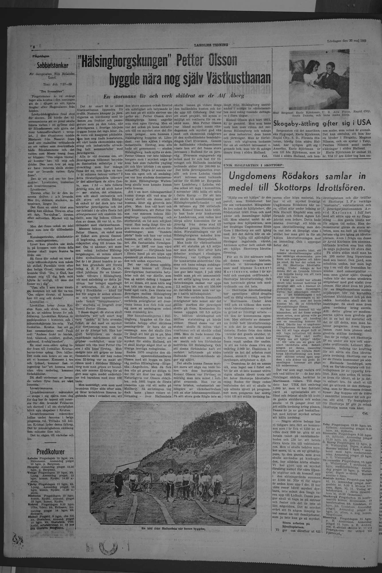 Laholms Tidning Lördag 23 maj 1953, sida 6