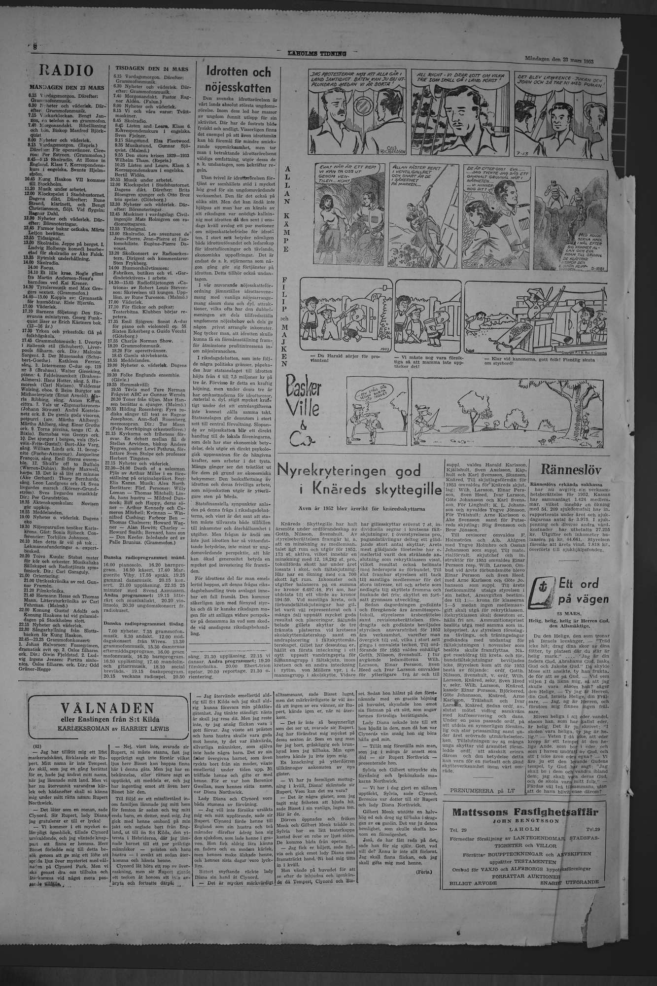 Laholms Tidning Måndag 23 mars 1953, sida 8