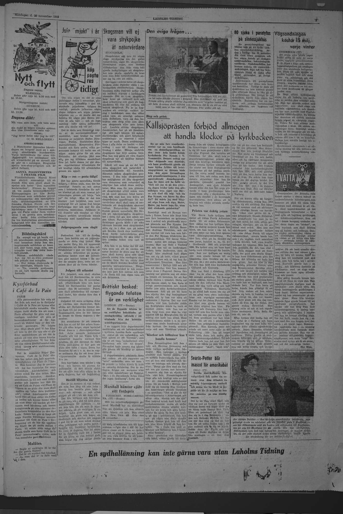 Laholms Tidning Måndag 23 november 1953, sida 5