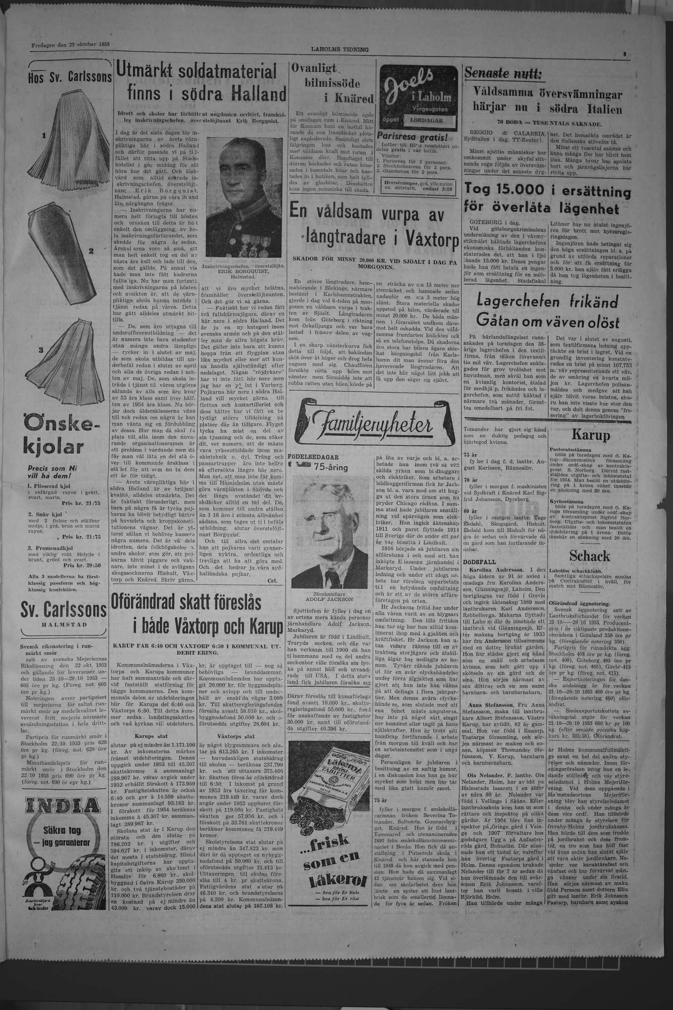 Laholms Tidning Fredag 23 oktober 1953, sida 3