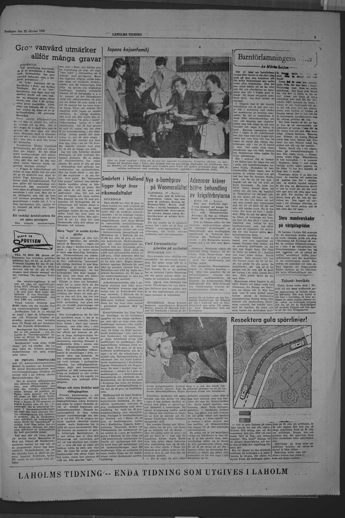 Laholms Tidning Fredag 23 oktober 1953, sida 5