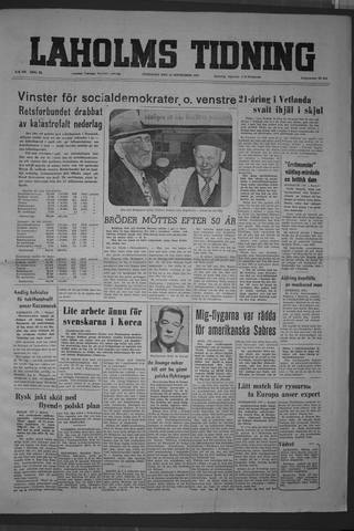 Förstasidan, Onsdag 23 september 1953
