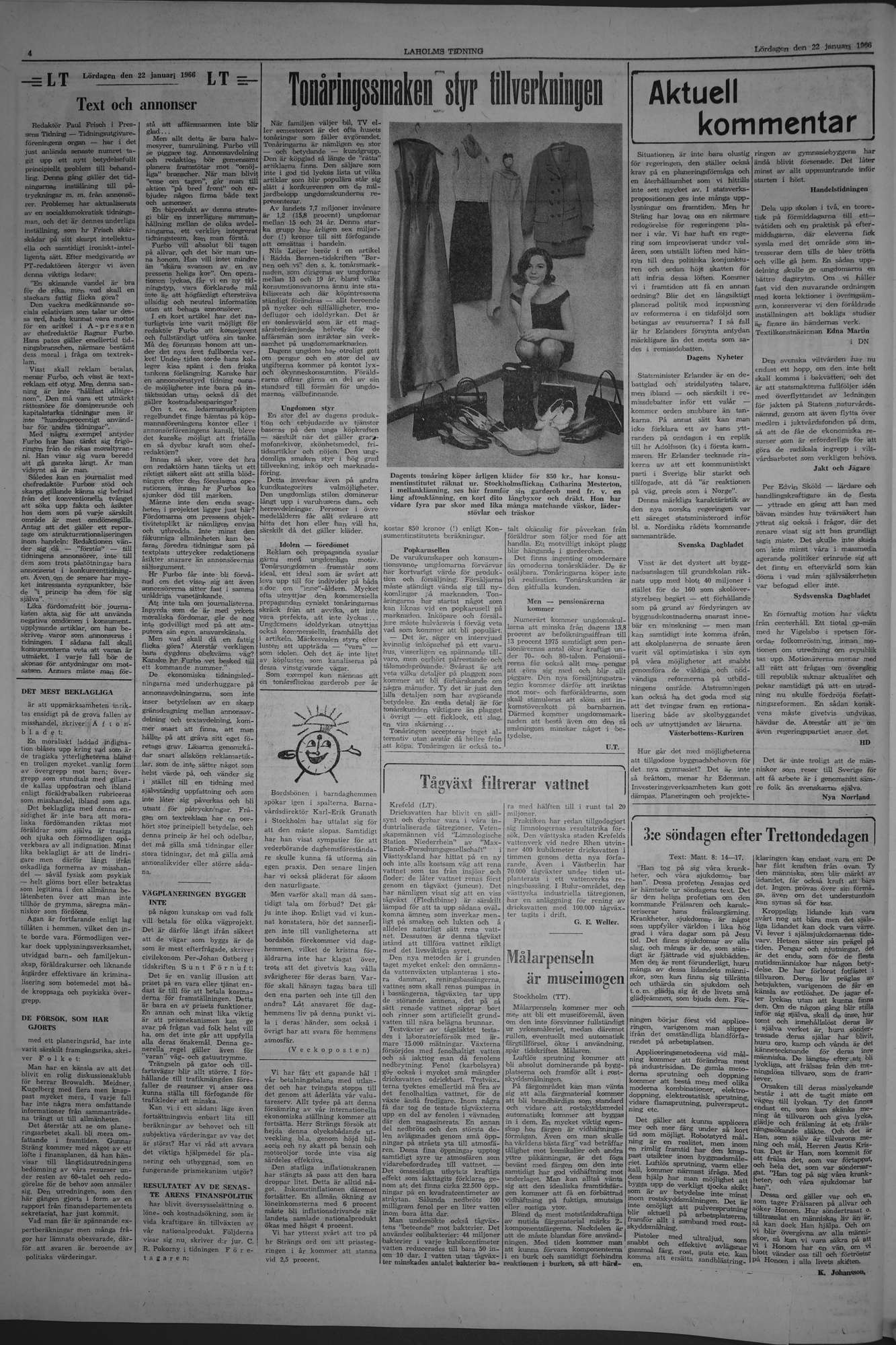 Laholms Tidning Lördag 22 januari 1966, sida 4