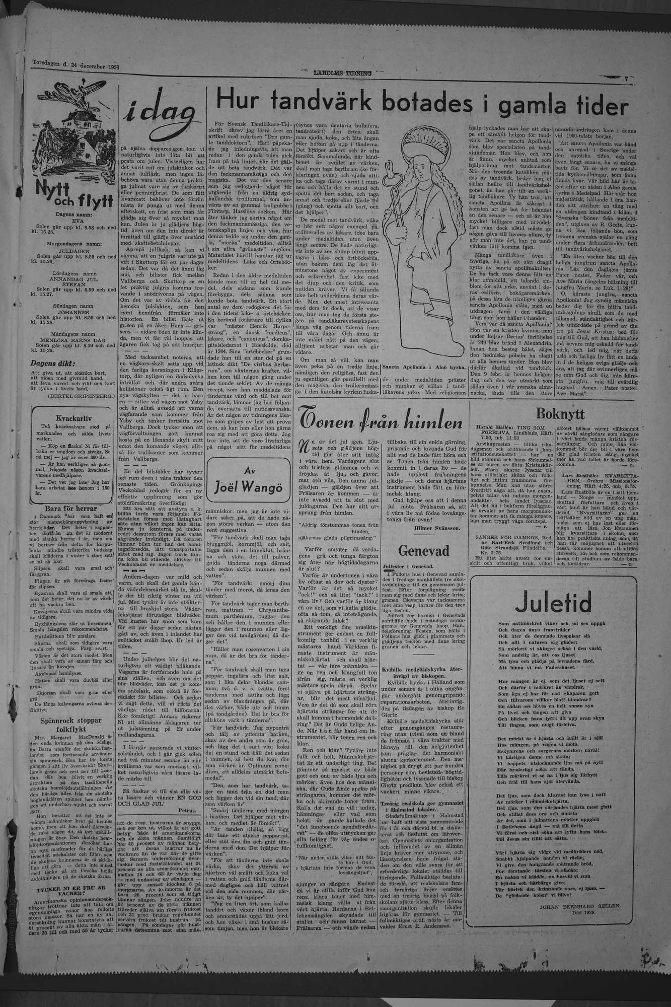 Laholms Tidning Torsdag 24 december 1953, sida 7