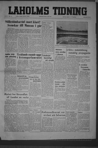 Förstasidan, Fredag 24 juli 1953