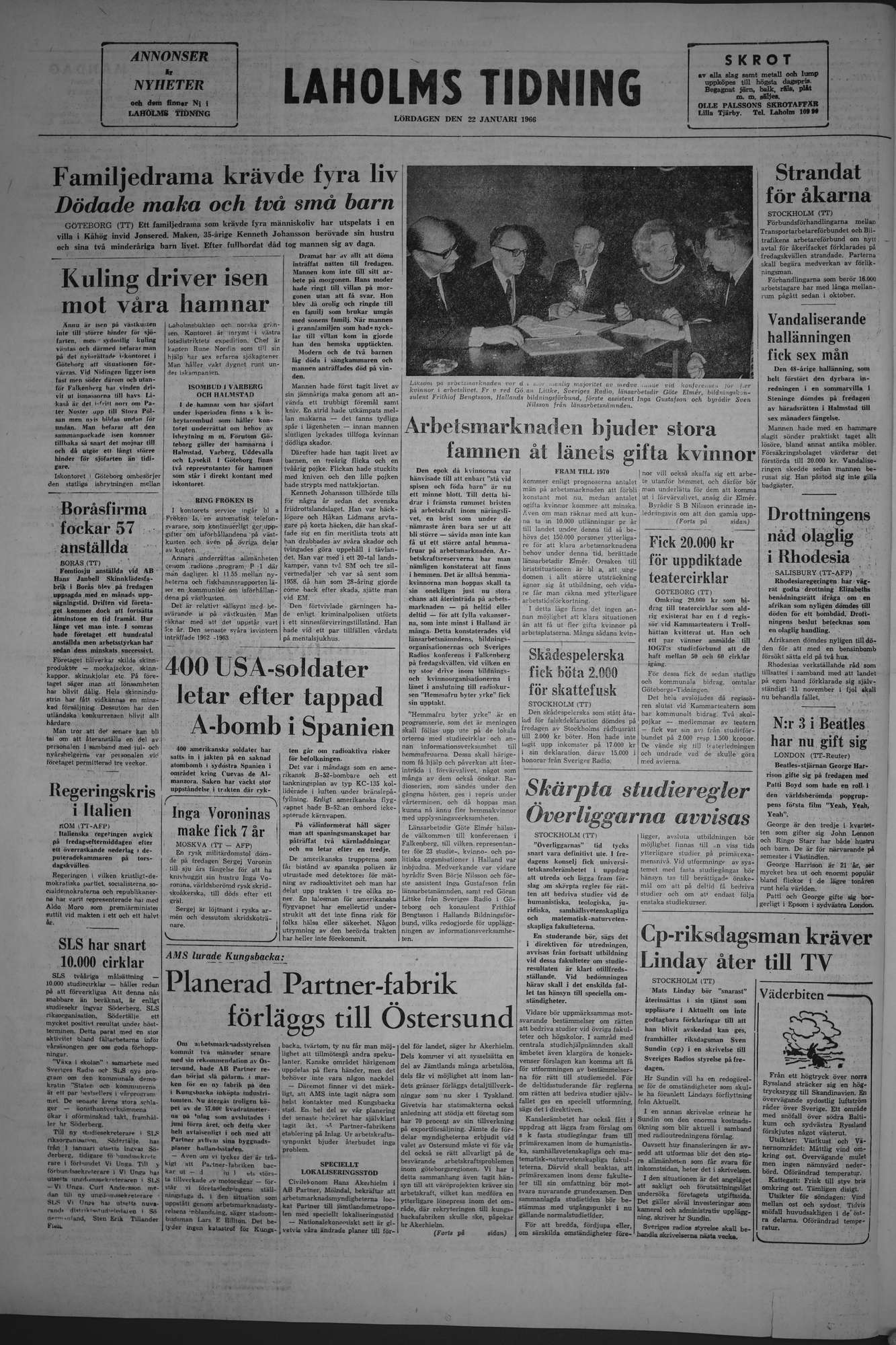 Laholms Tidning Lördag 22 januari 1966, sida 8