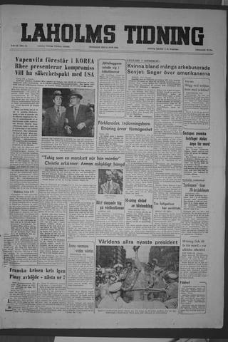 Förstasidan, Onsdag 24 juni 1953