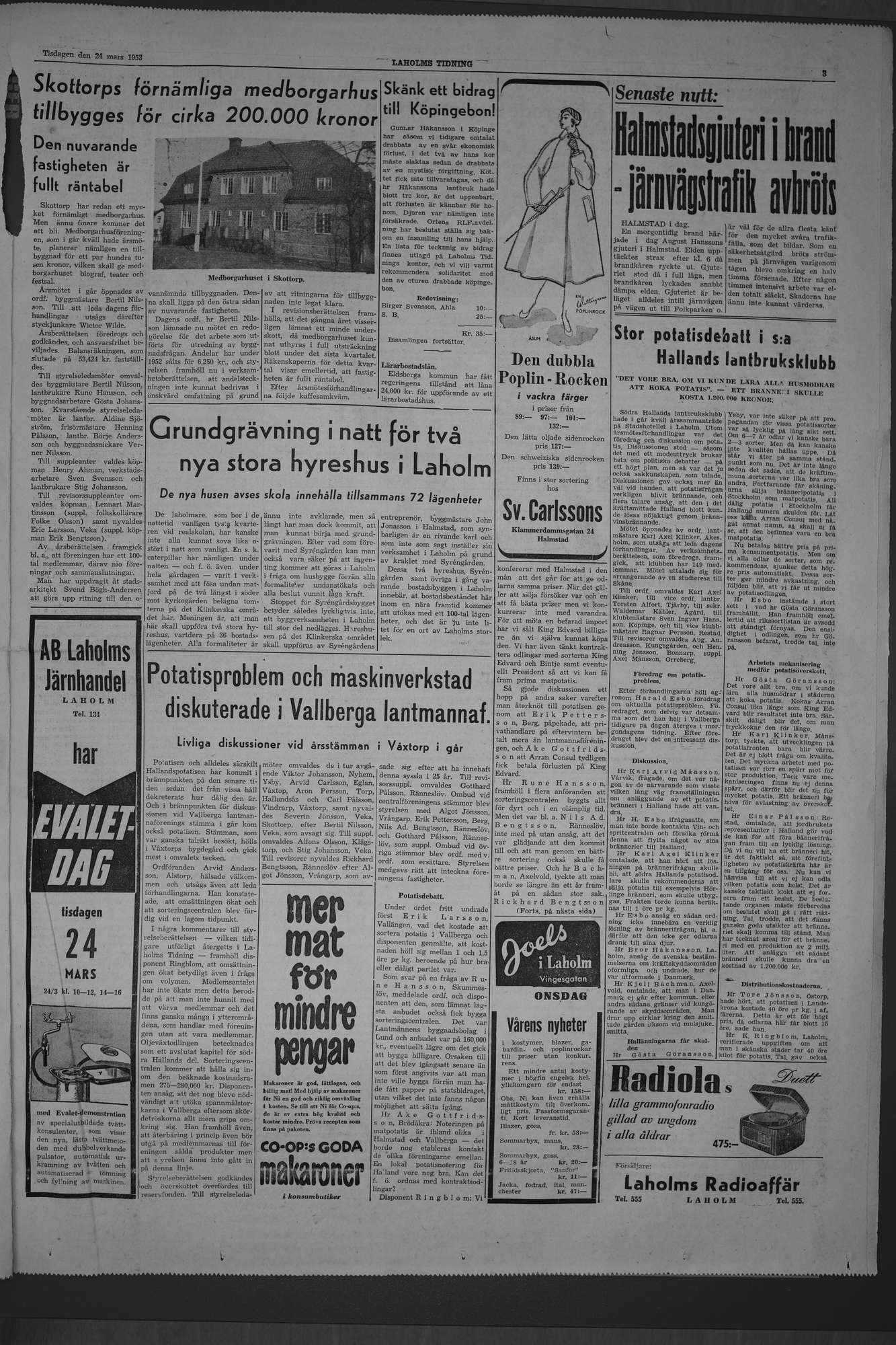 Laholms Tidning Tisdag 24 mars 1953, sida 3