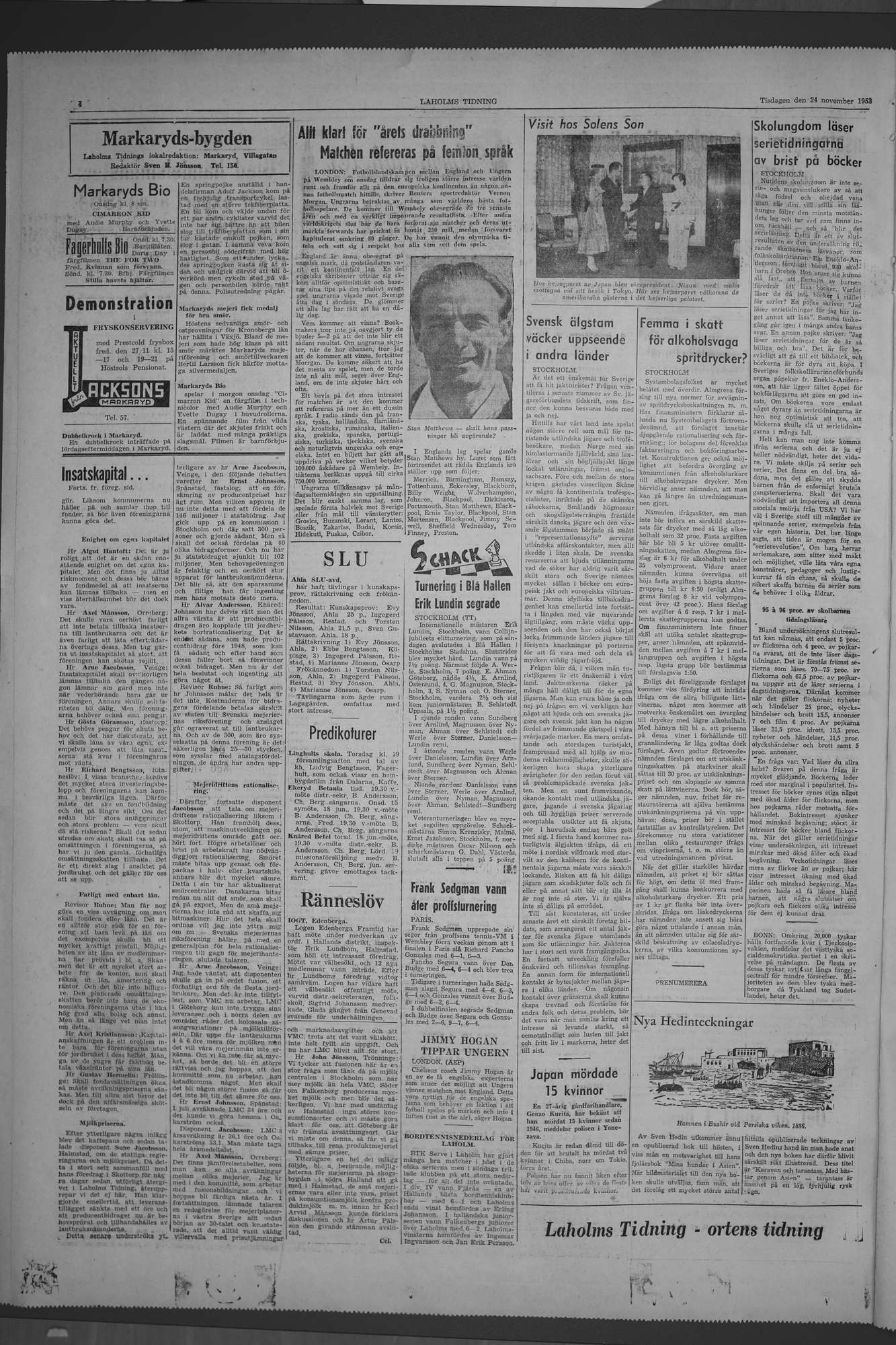 Laholms Tidning Tisdag 24 november 1953, sida 4