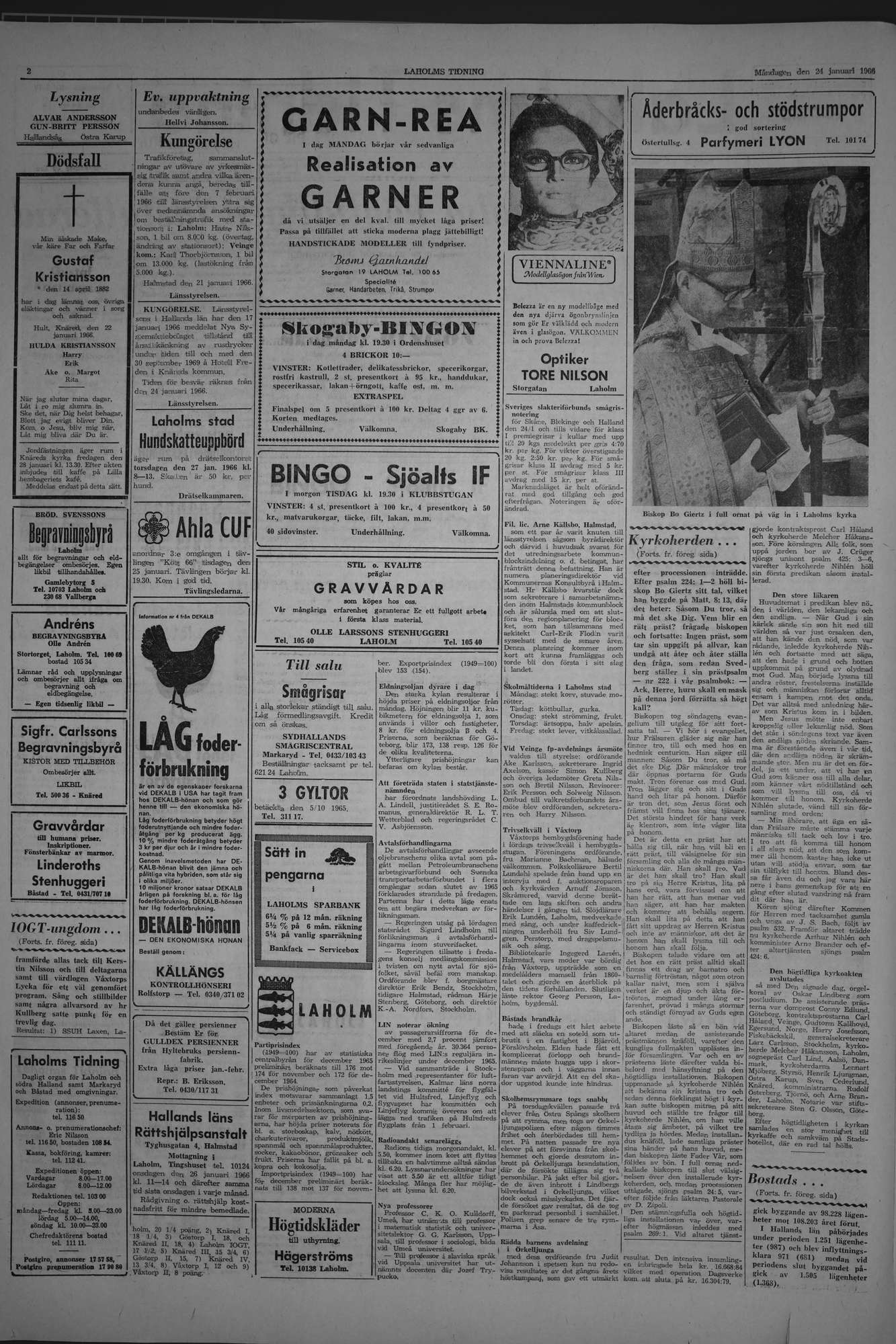 Laholms Tidning Måndag 24 januari 1966, sida 2