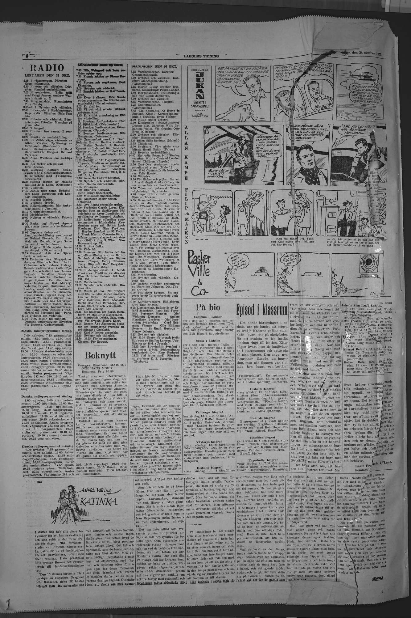 Laholms Tidning Lördag 24 oktober 1953, sida 8