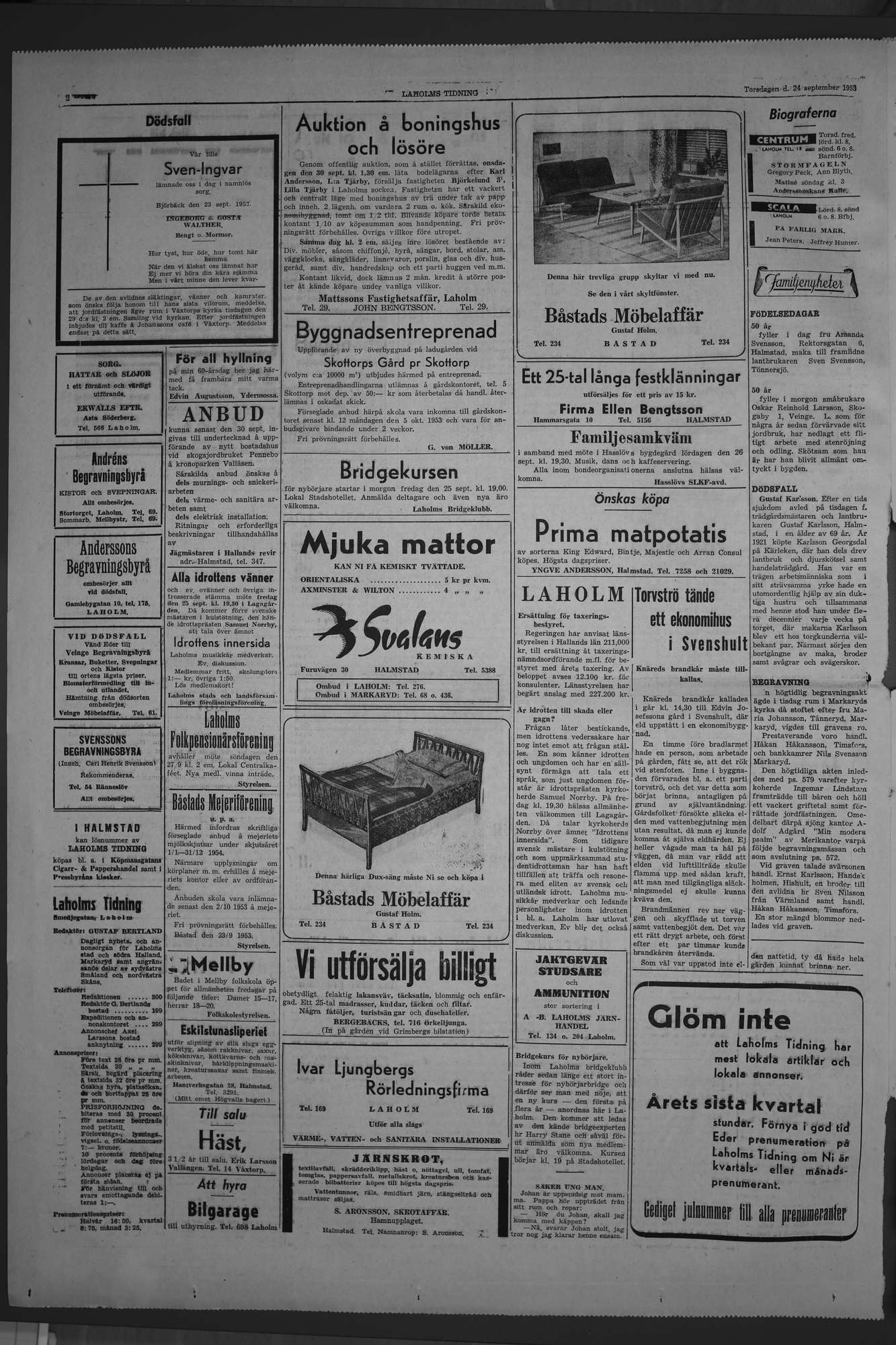 Laholms Tidning Torsdag 24 september 1953, sida 2