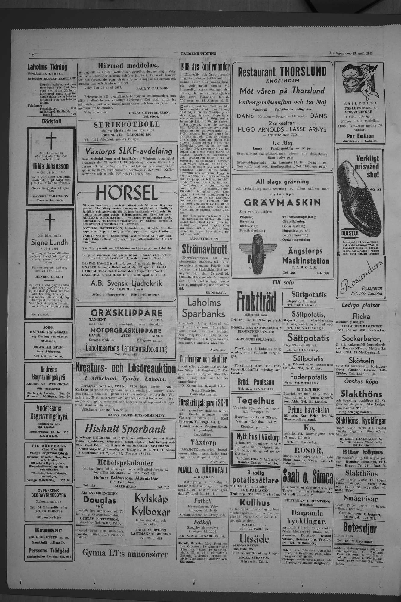 Laholms Tidning Lördag 25 april 1953, sida 2