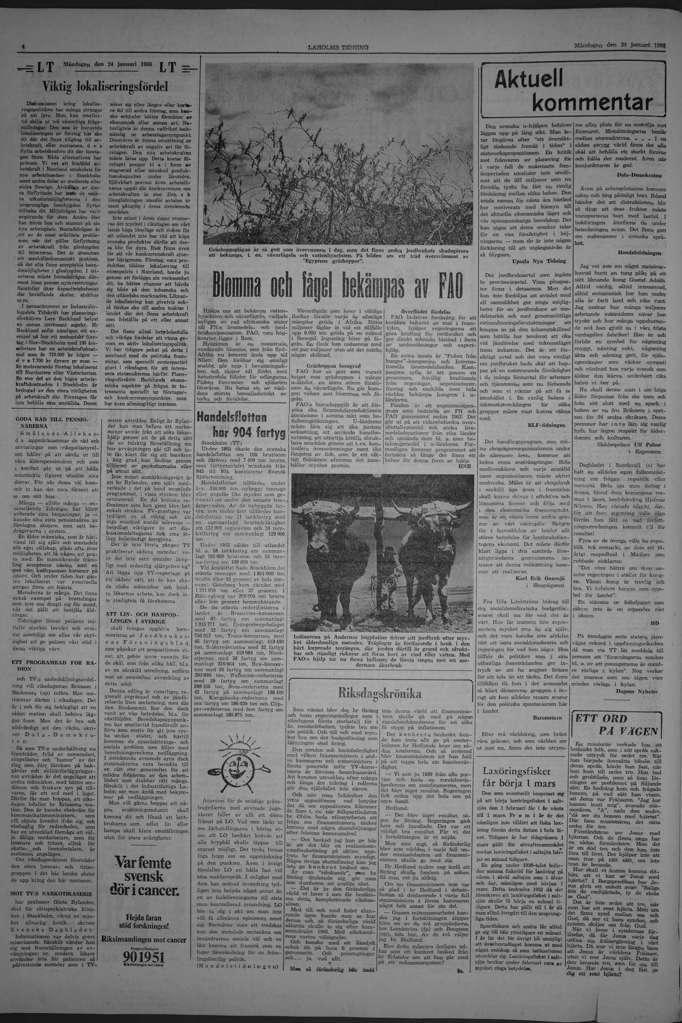 Laholms Tidning Måndag 24 januari 1966, sida 4
