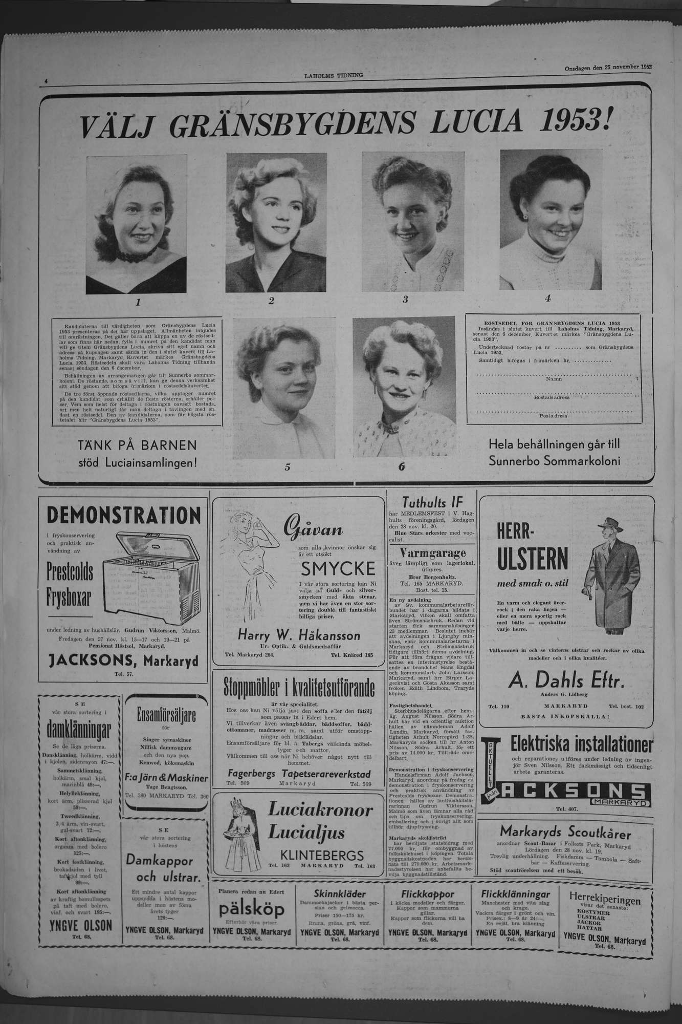 Laholms Tidning Onsdag 25 november 1953, sida 4