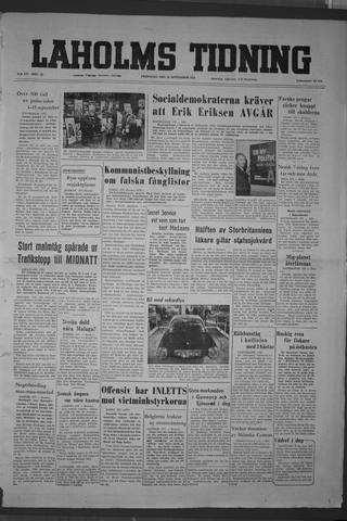 Förstasidan, Fredag 25 september 1953
