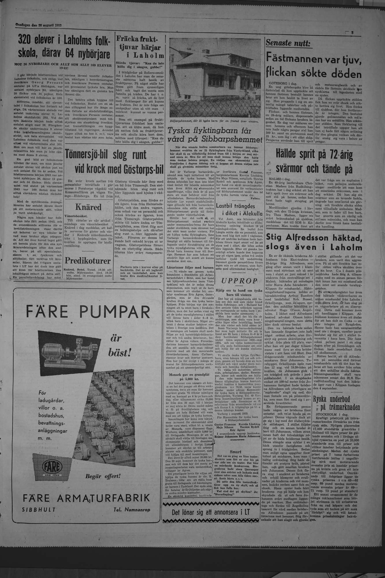 Laholms Tidning Onsdag 26 augusti 1953, sida 3