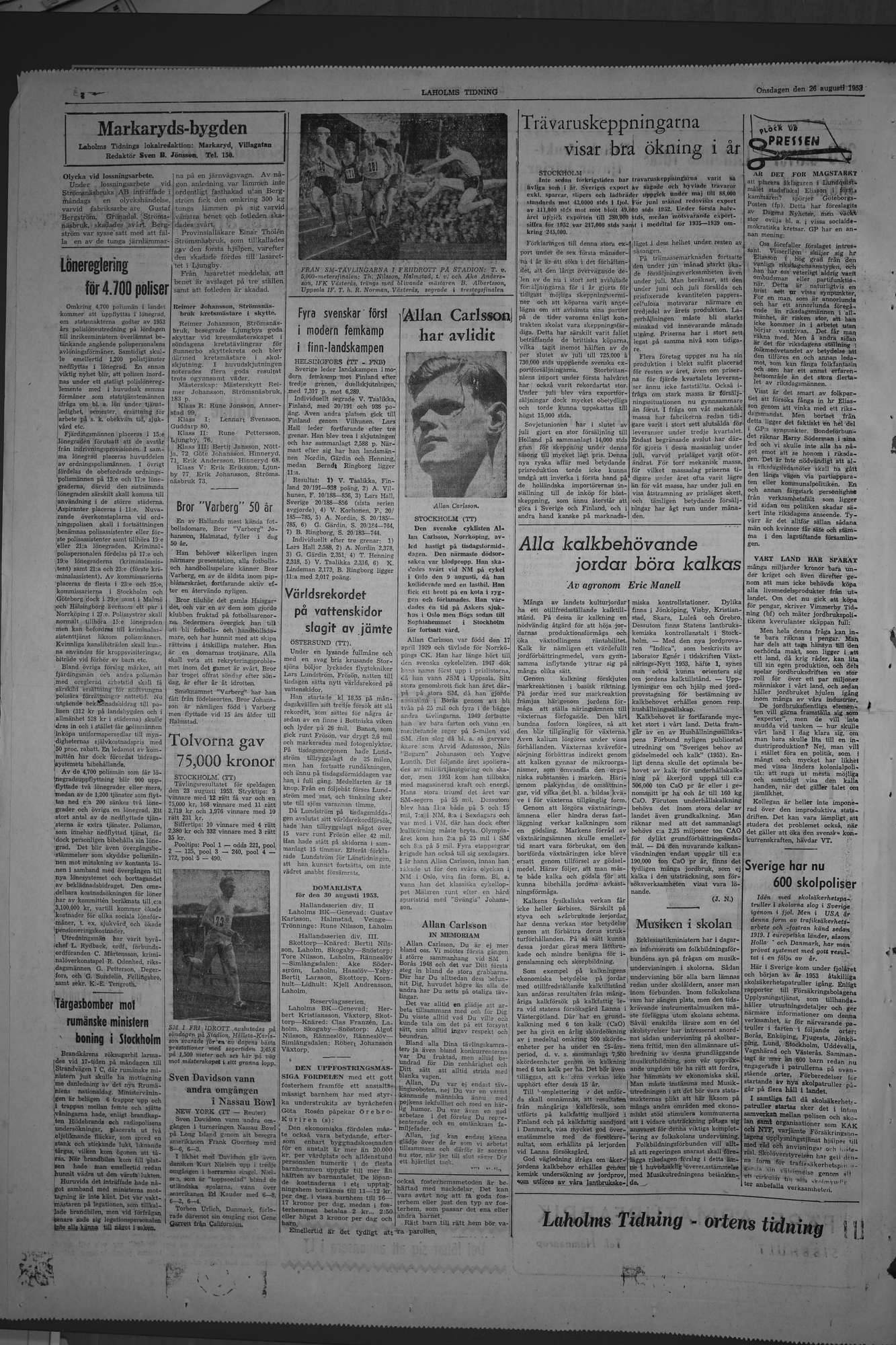 Laholms Tidning Onsdag 26 augusti 1953, sida 4