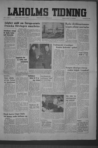 Förstasidan, Torsdag 26 februari 1953