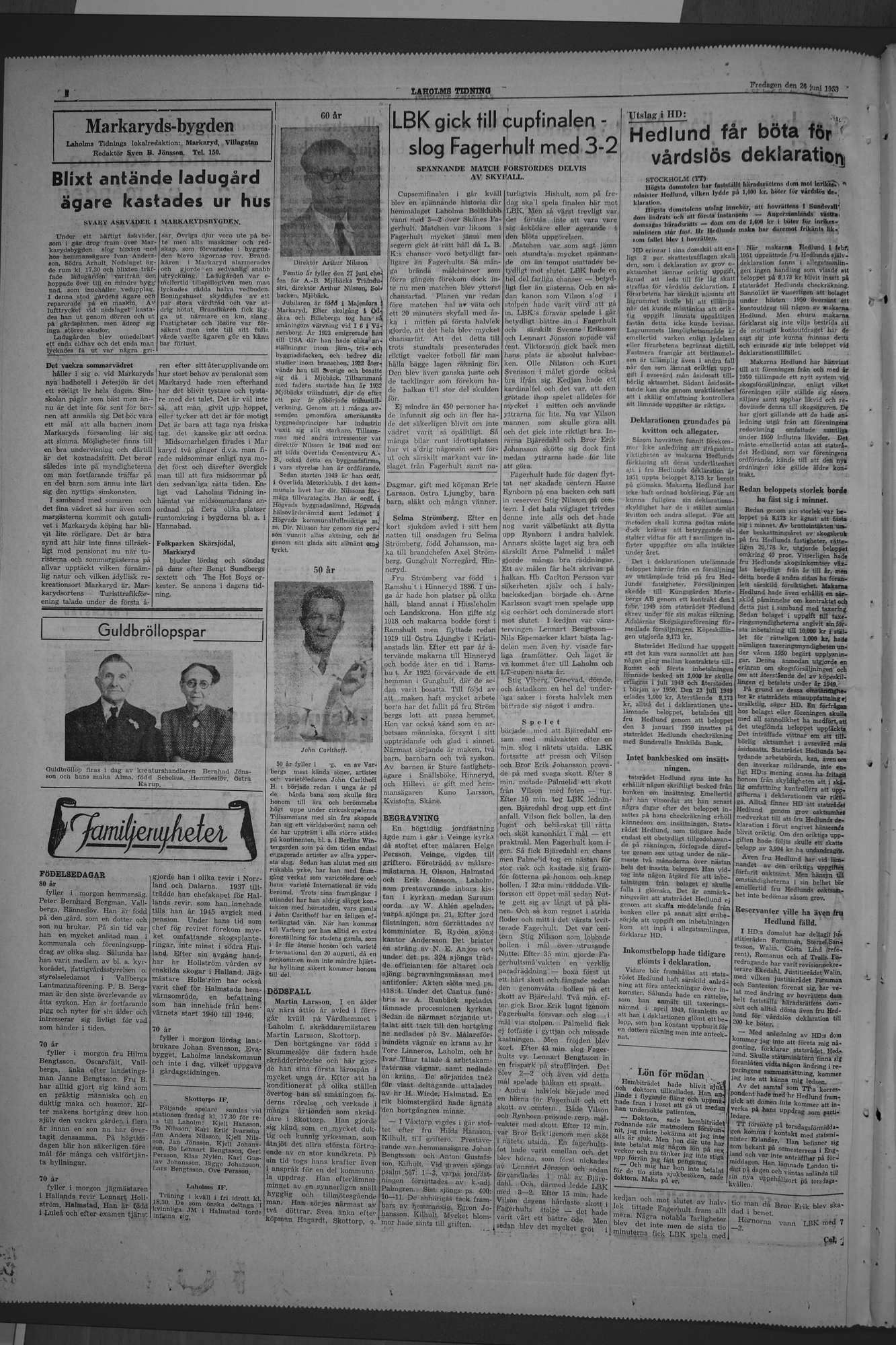 Laholms Tidning Fredag 26 juni 1953, sida 4