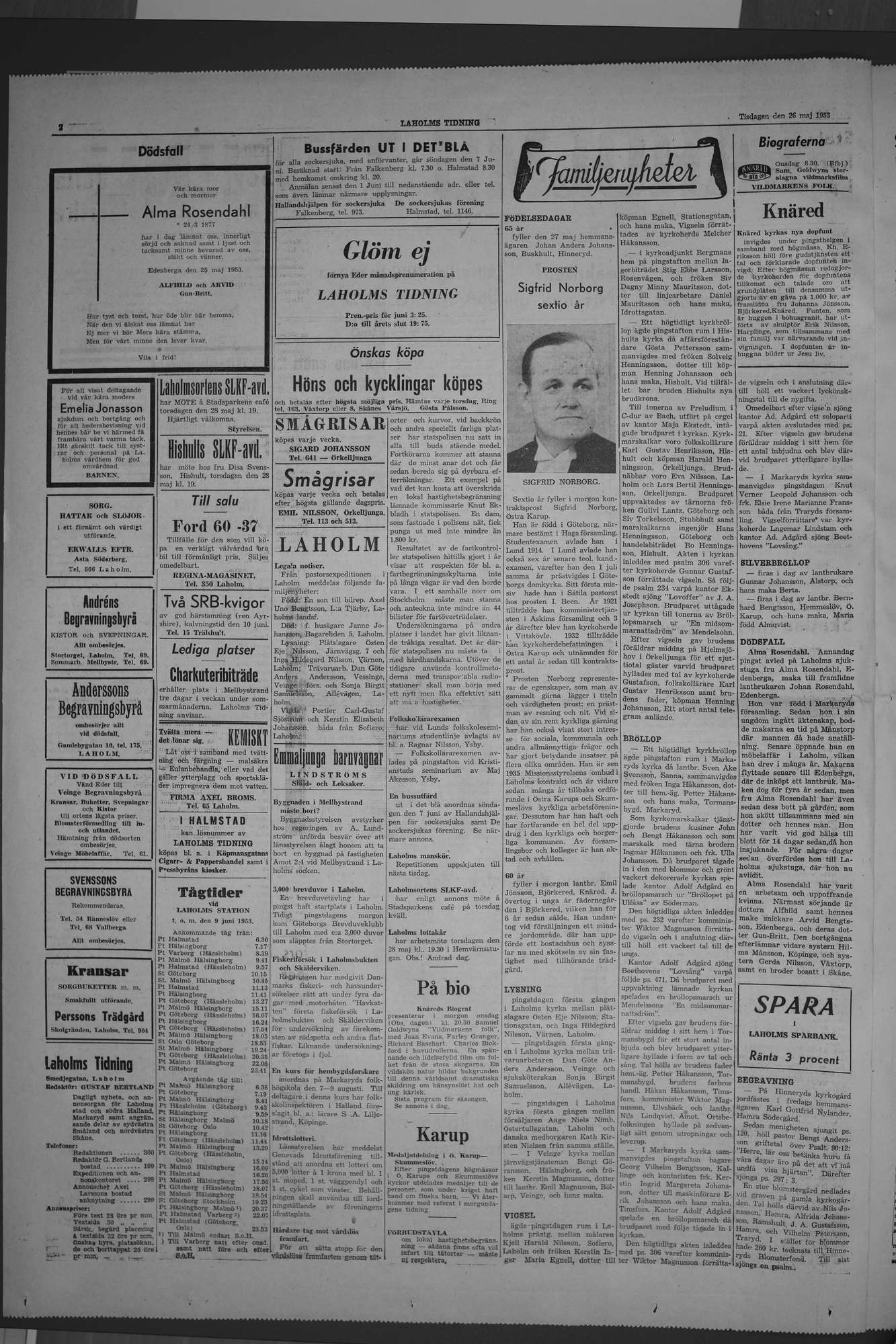 Laholms Tidning Tisdag 26 maj 1953, sida 2