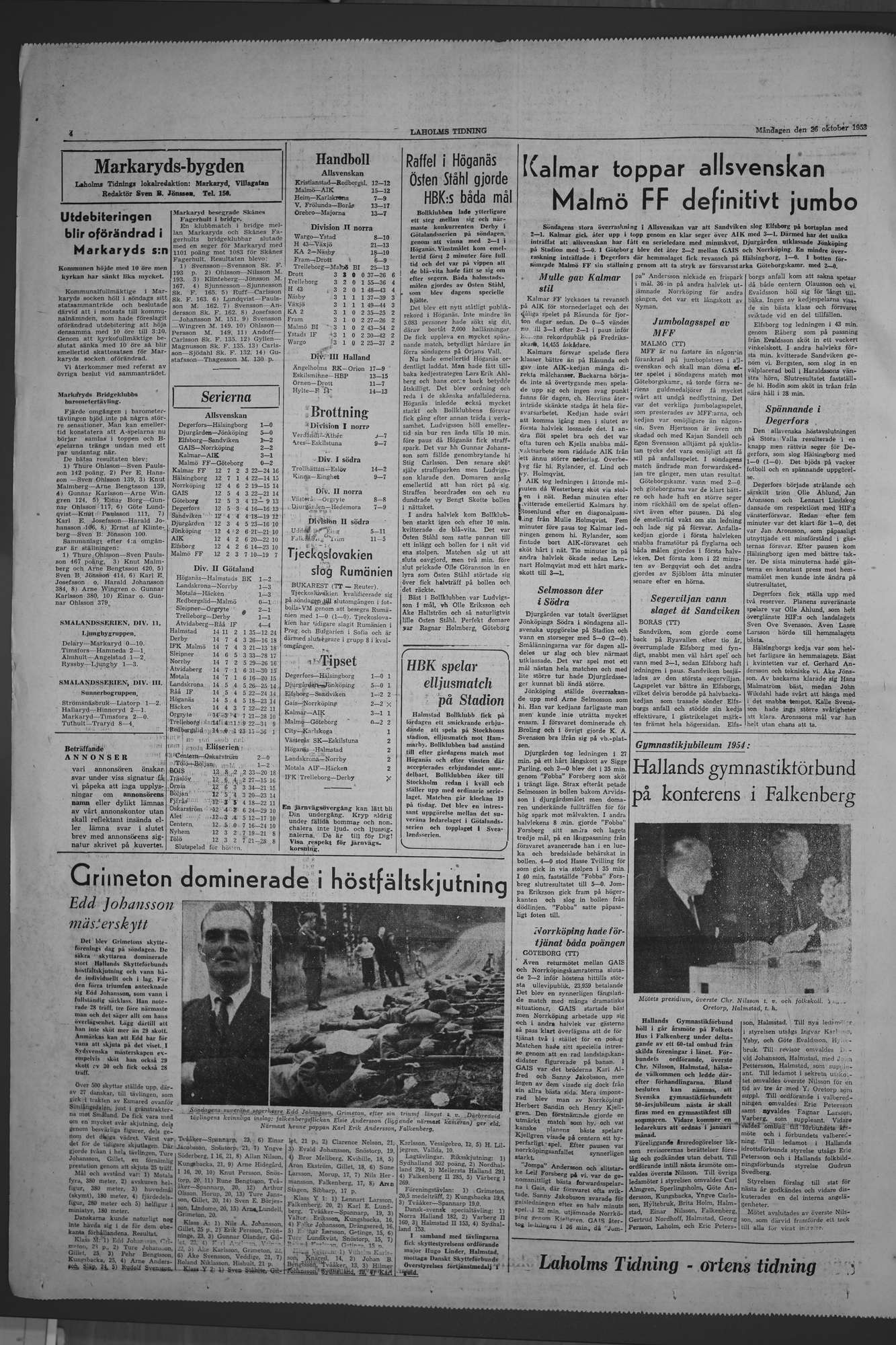 Laholms Tidning Måndag 26 oktober 1953, sida 4