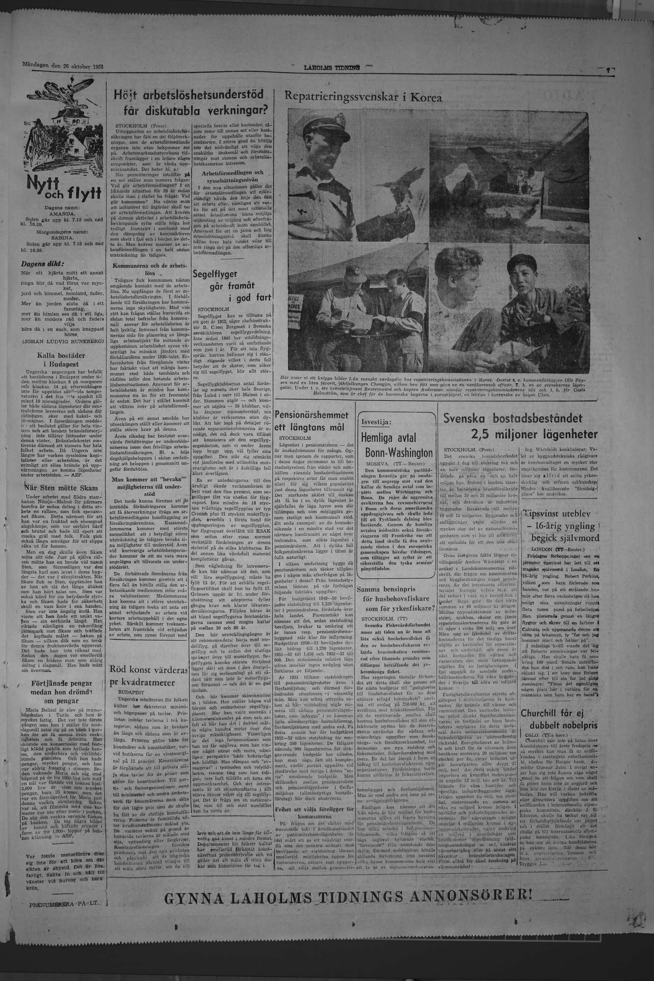 Laholms Tidning Måndag 26 oktober 1953, sida 7
