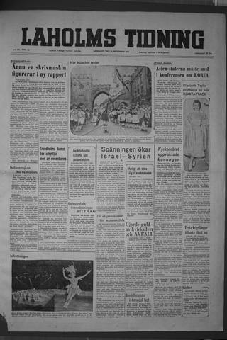 Förstasidan, Lördag 26 september 1953