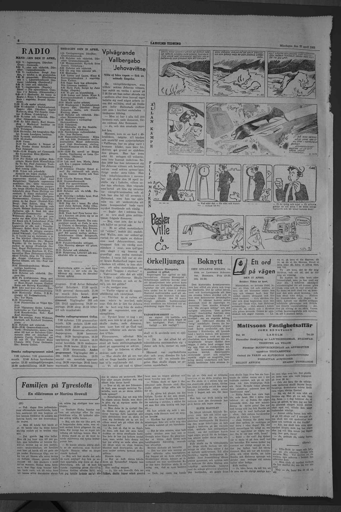 Laholms Tidning Måndag 27 april 1953, sida 6